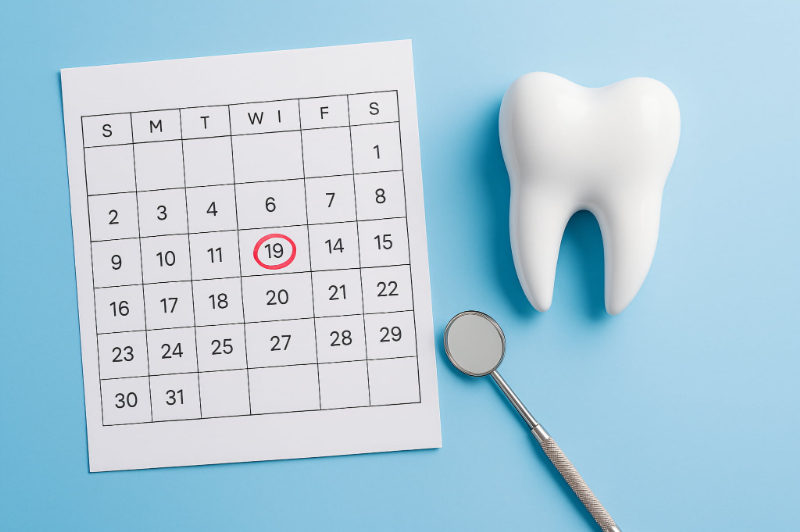 セラミック治療後に歯科医院で定期的にメンテナンスを受けるイメージ