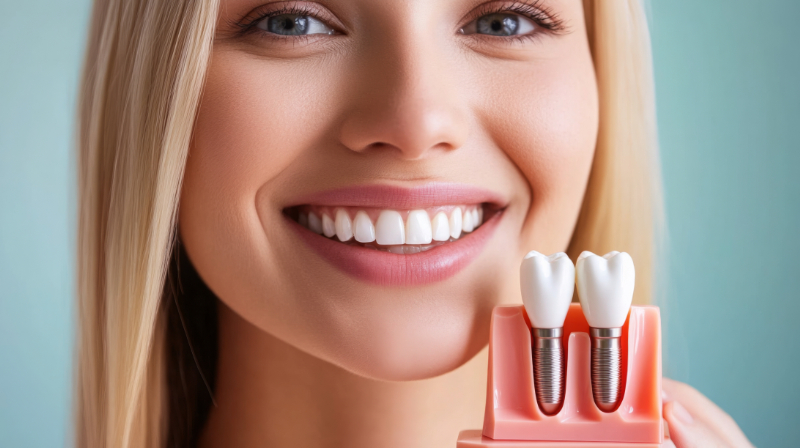 インプラント治療をした金属アレルギーの女性