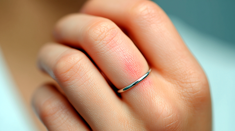 指輪で金属アレルギーを発症した様子