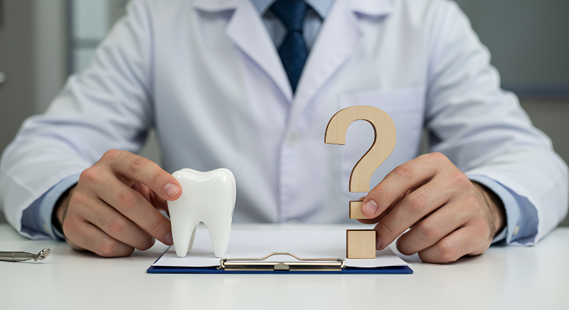 セラミック治療はなぜ高いのか考える男性