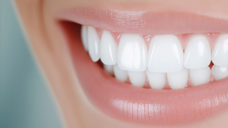 セラミックの歯で笑う口元