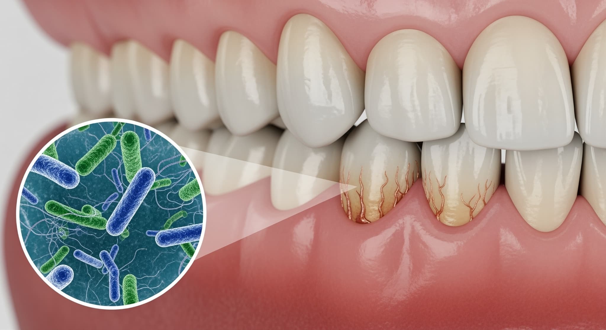 歯周病菌と歯周病になった口腔内