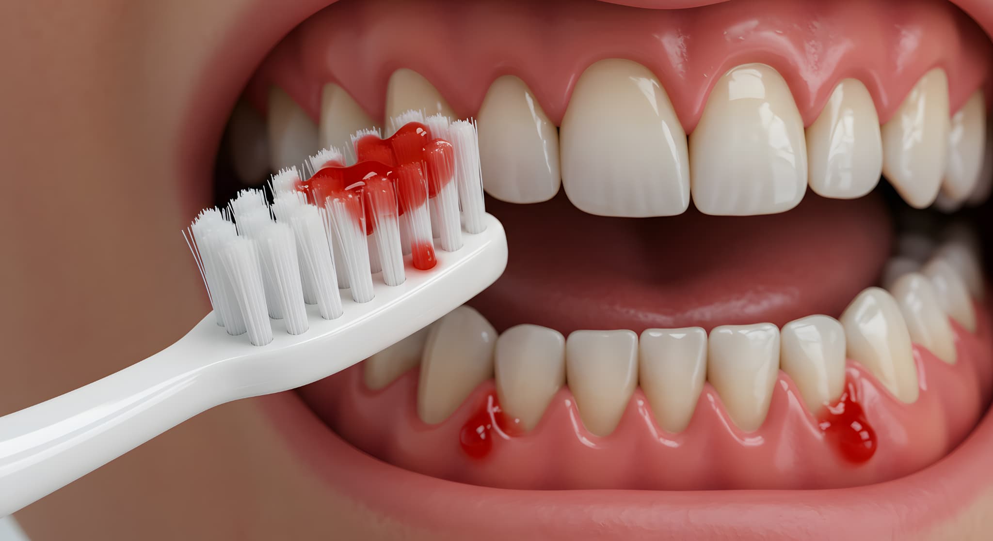 歯磨き時に出血した歯茎