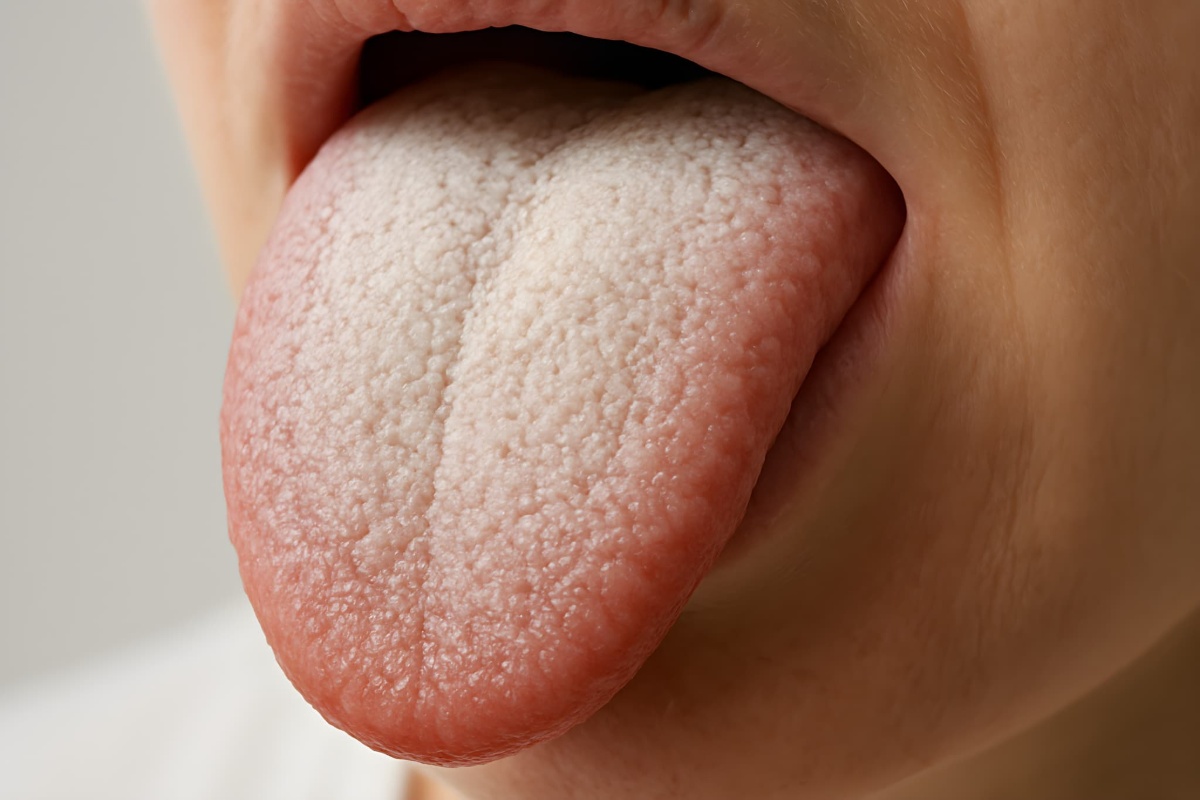 口臭の原因になる舌苔のついた舌